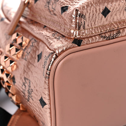 MCM Metallic Visetos Mini Side Stud Stark Backpack Champagne Gold 7 of 22