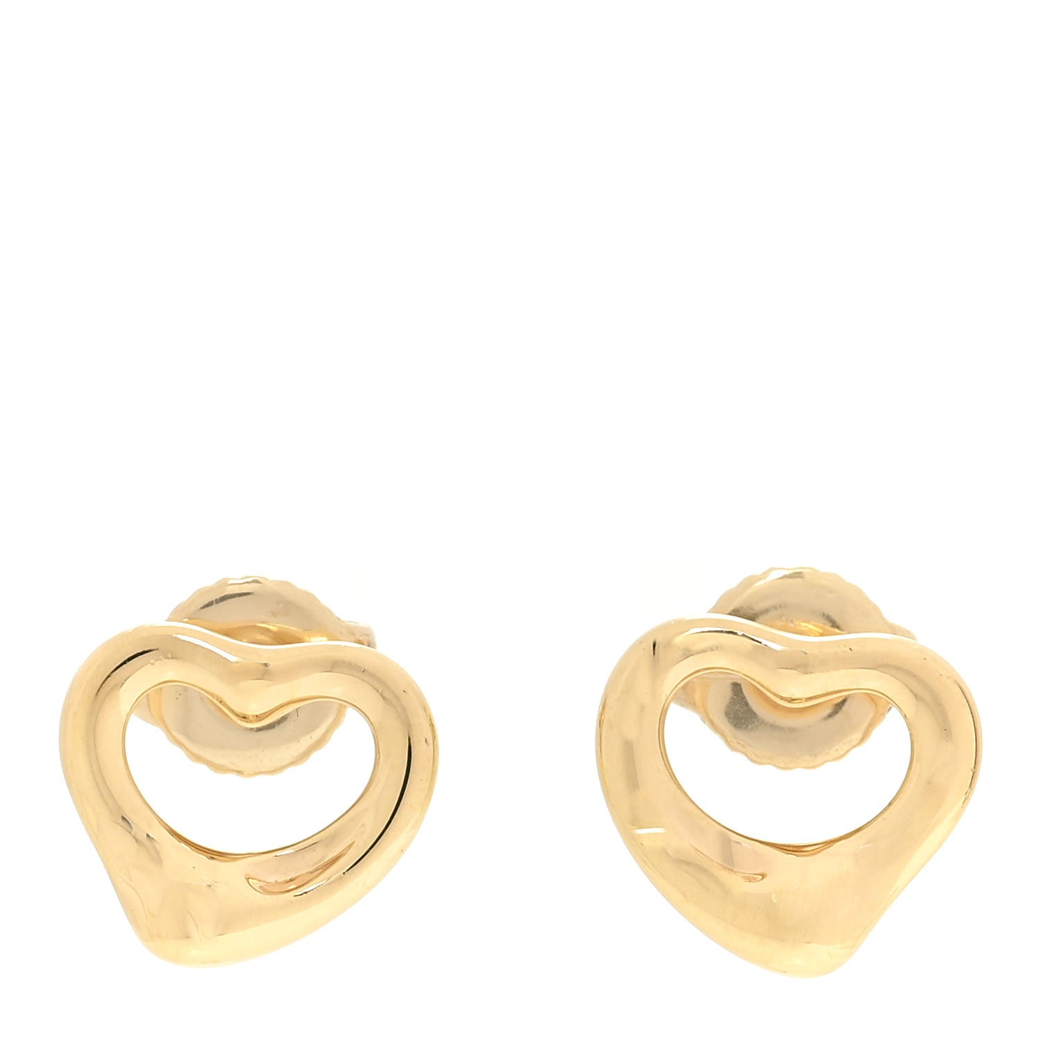 Tiffany 18K Yellow Gold 11mm Elsa Peretti Open Heart Earrings 1 of 6