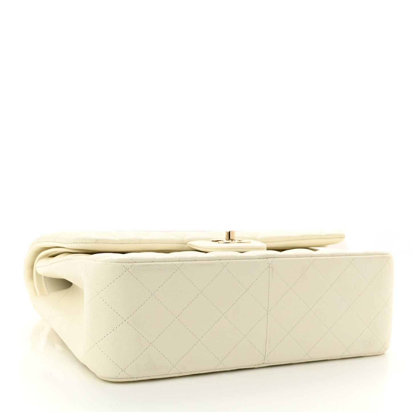 Caviar Quilted Jumbo Double Flap White
