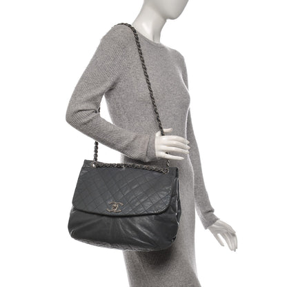 Chanel Shiny Lambskin Quilted Large Trianon Messenger Flap Grey 2 of 7