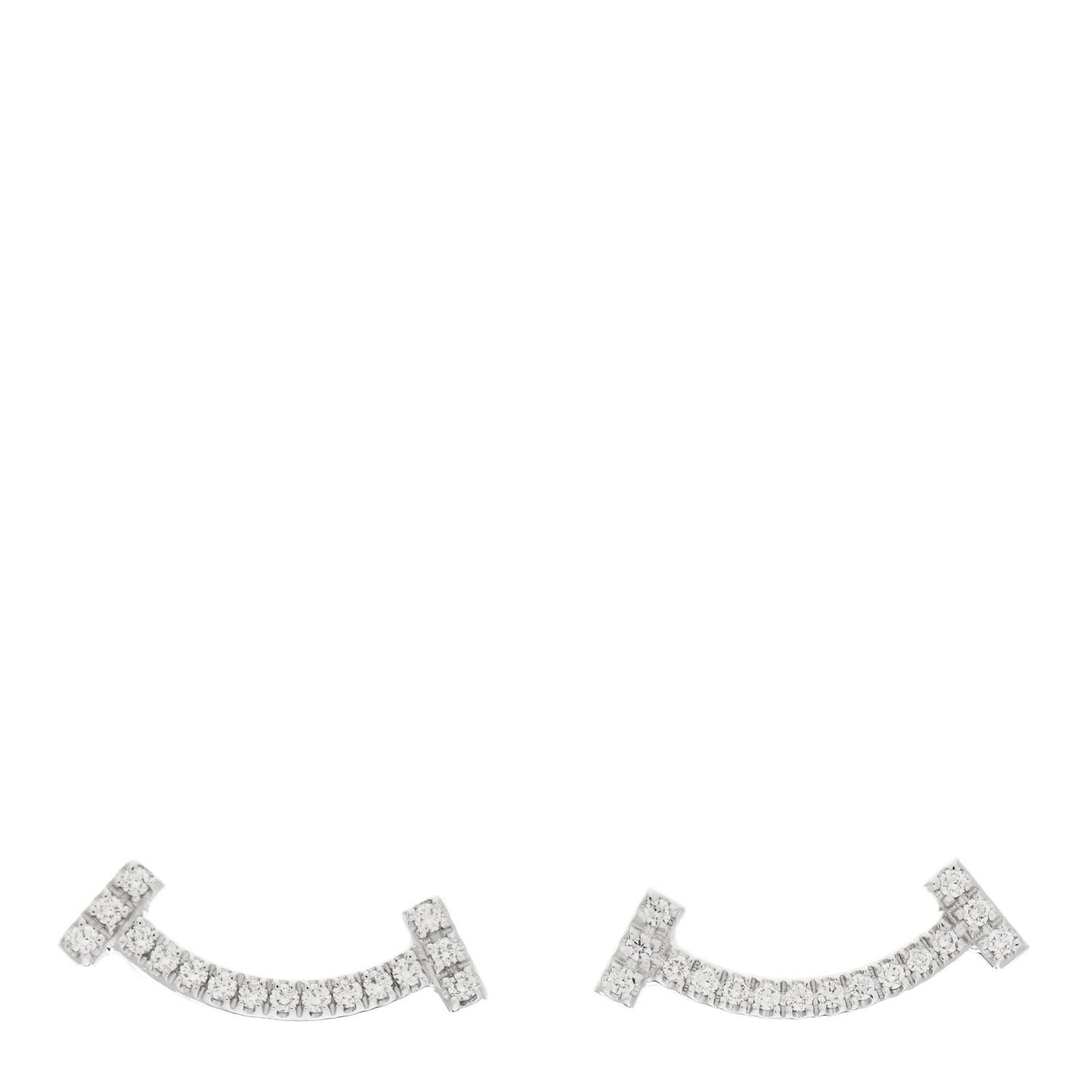 18K White Gold Diamond T Smile Earrings