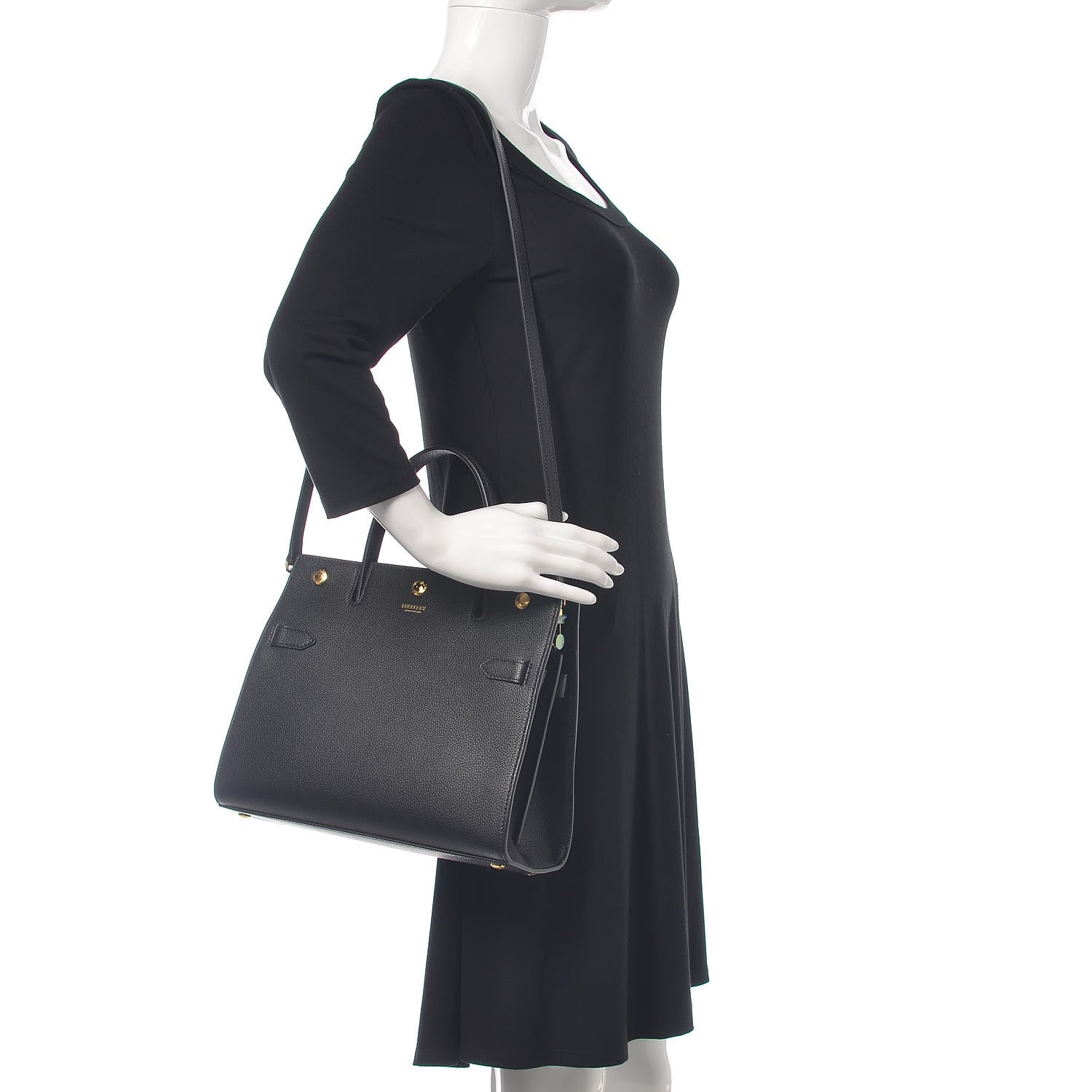 Burberry Grainy Calfskin Small Title Bag Black 2 of 9