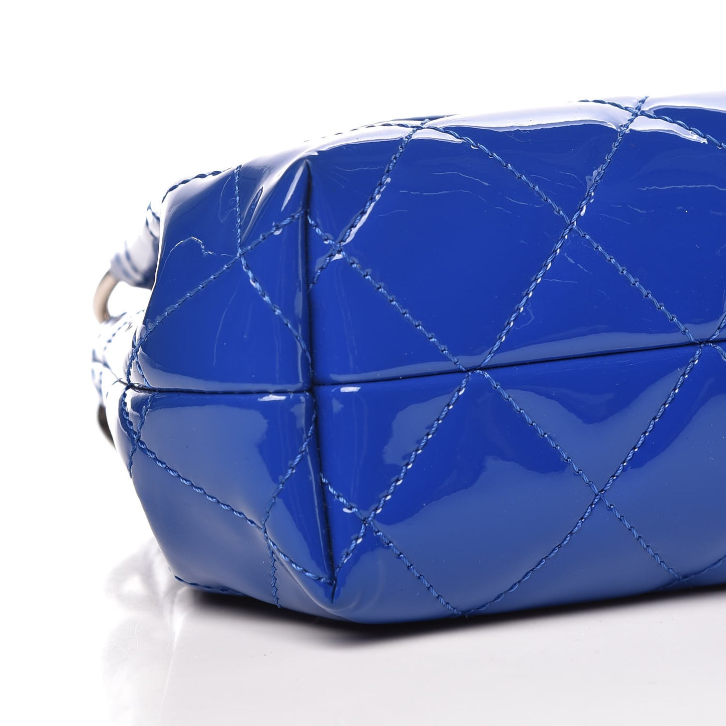 Patent Quilted Medium Coco Shine Accordion Flap Blue