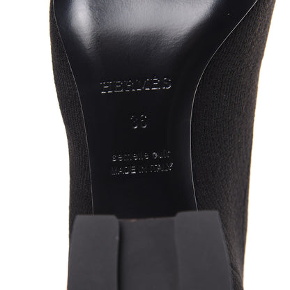 Hermes Knit Calfskin Volver Ankle Boots 36 Black 6 of 8