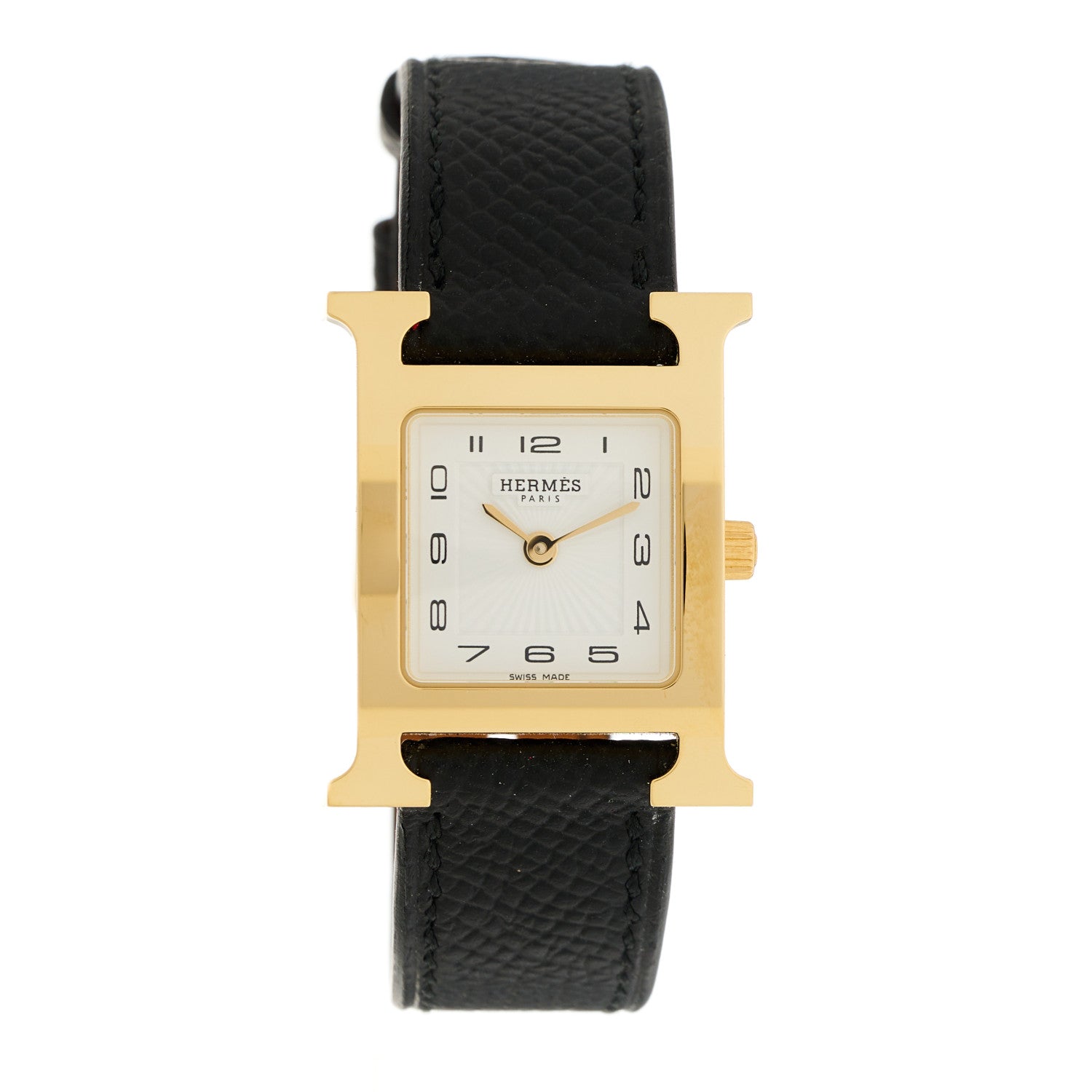 Hermes Stainless Steel Epsom 21mm Heure H Hour Quartz Watch Noir 1 of 4