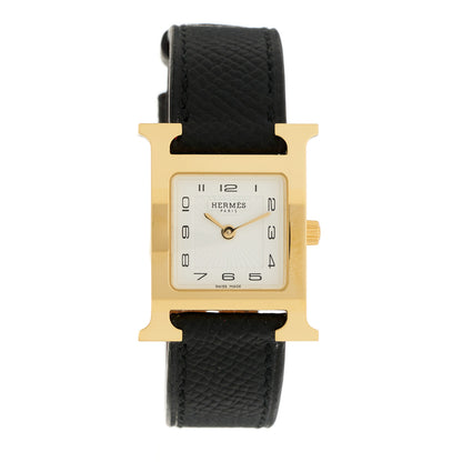 Hermes Stainless Steel Epsom 21mm Heure H Hour Quartz Watch Noir 1 of 4