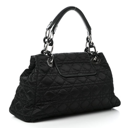 Christian Dior Satin Cannage Charming Lock Flap Shoulder Bag Black 3 of 10