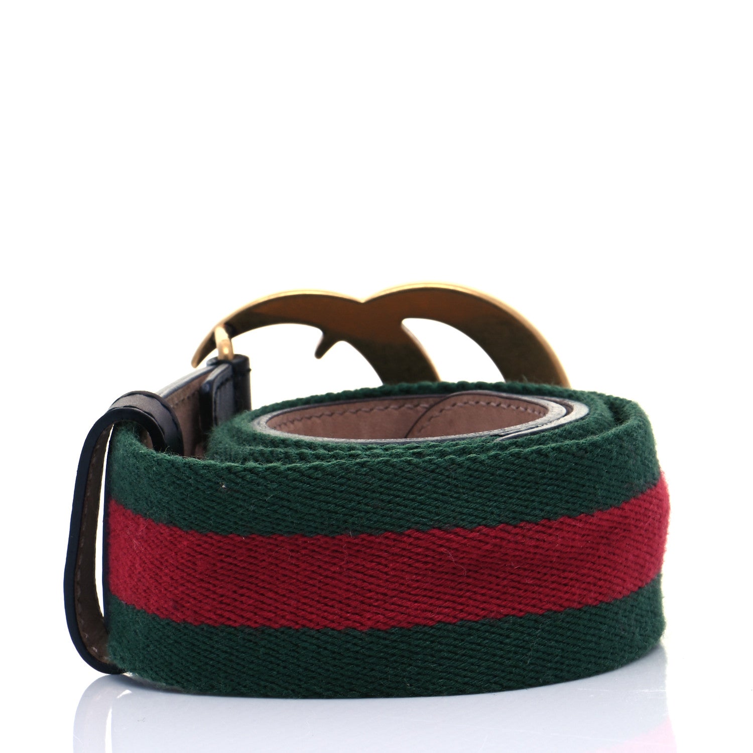 Gucci Nylon Calfskin Double G 40mm Web Belt 80 32 Green Red Black 2 of 6