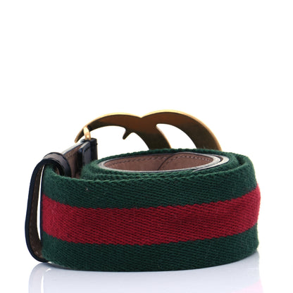Gucci Nylon Calfskin Double G 40mm Web Belt 80 32 Green Red Black 2 of 6
