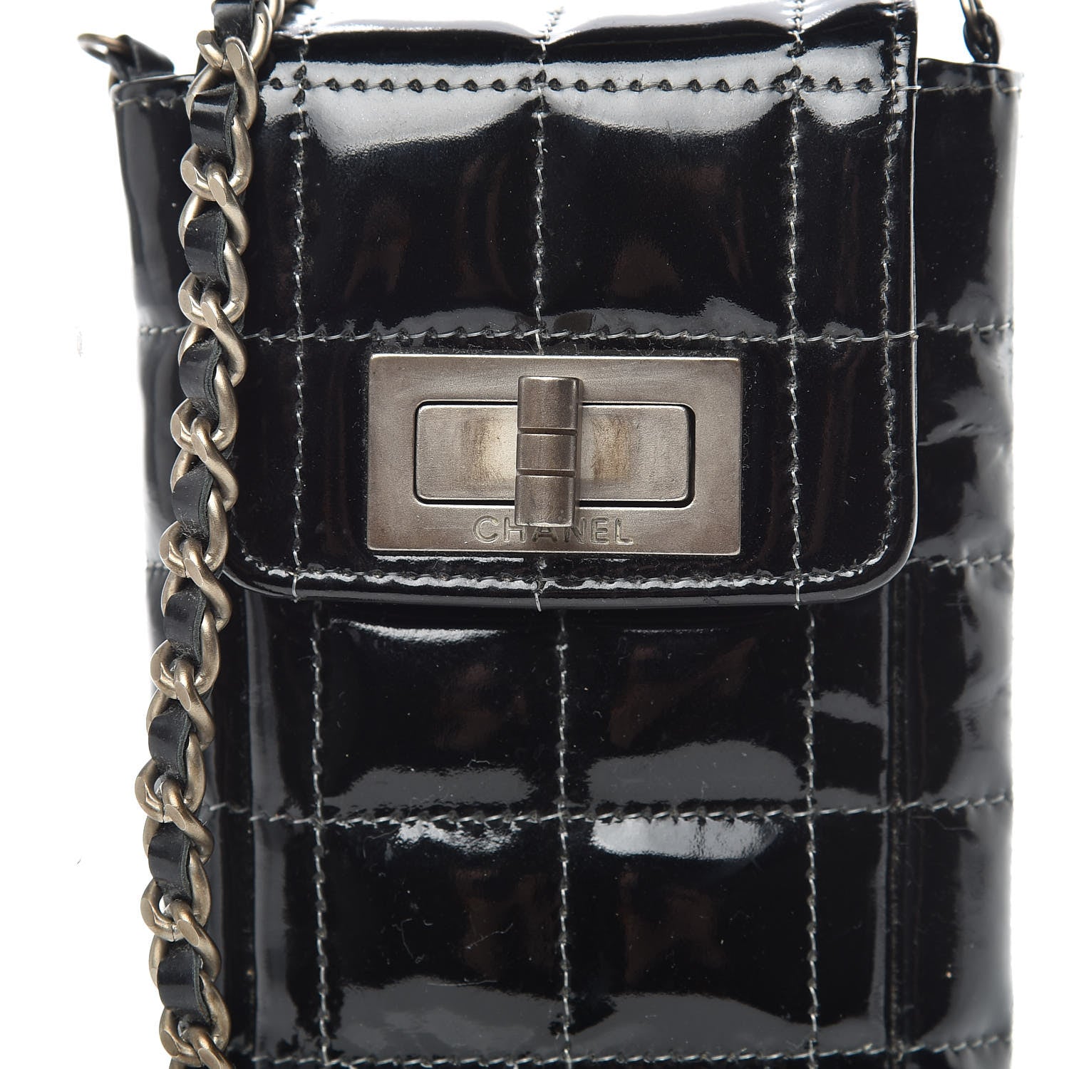 Chanel Patent Calfskin Chocolate Bar Reissue Phone Holder Black 10 of 11