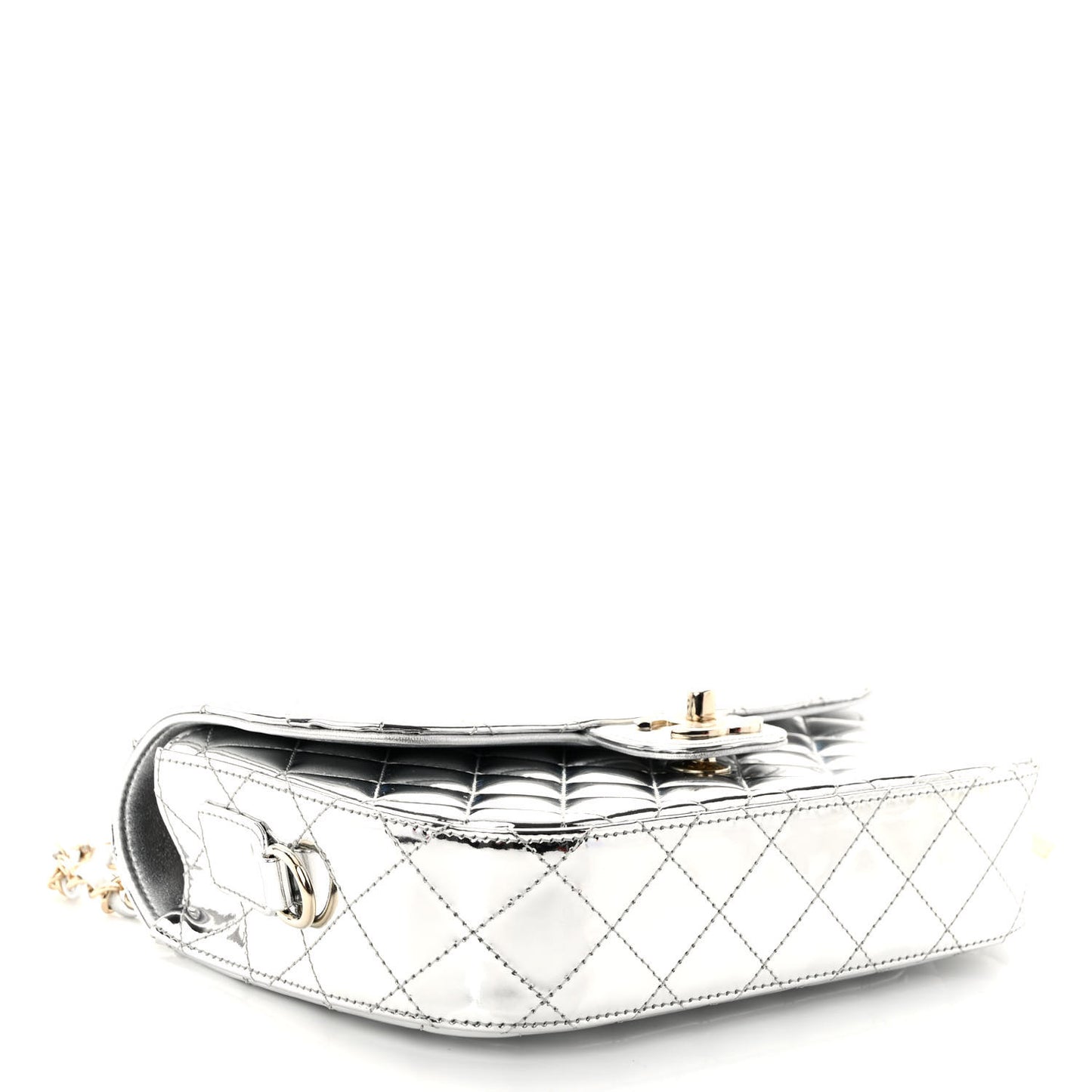 Mirror Calfskin Metallic Calfskin Medium Hollywood Boulevard Flap With Star Coin Purse Silvery