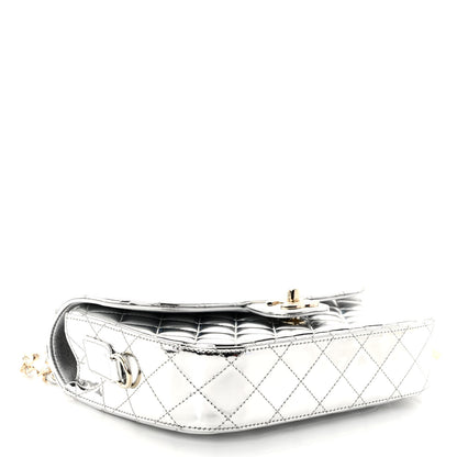 Chanel Mirror Calfskin Metallic Calfskin Medium Hollywood Boulevard Flap With Star Coin Purse Silvery 4 of 11