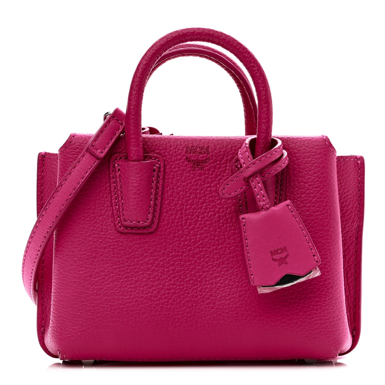 MCM Grained Calfskin X-Mini Milla Tote Beetroot Pink 1 of 10