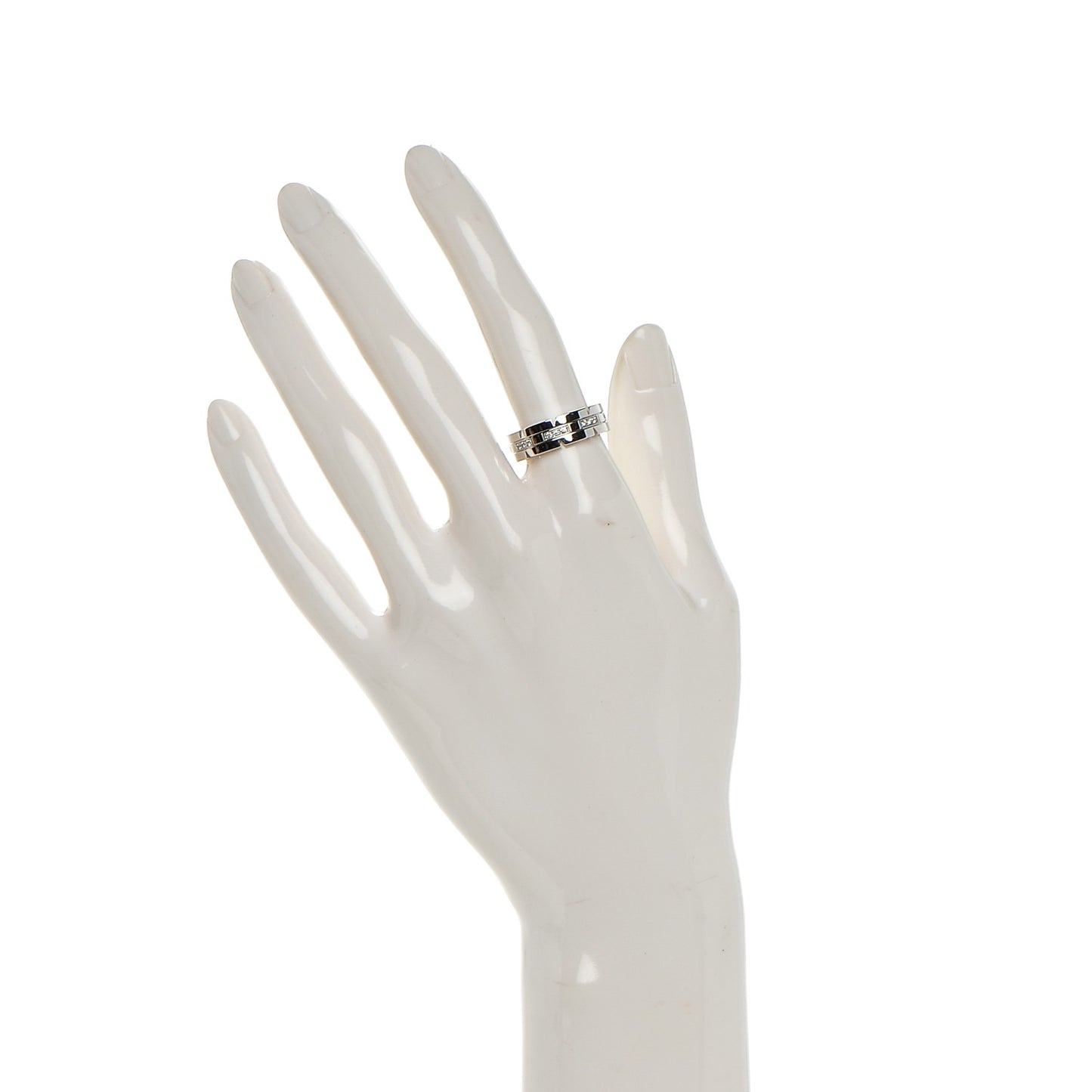 18K White Gold Diamond Tank Francaise Ring 53 6.25