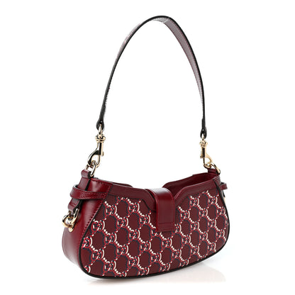 Gucci GG Shadow Monogram Mini Moon Side Shoulder Bag Rosso Ancora Red 3 of 9