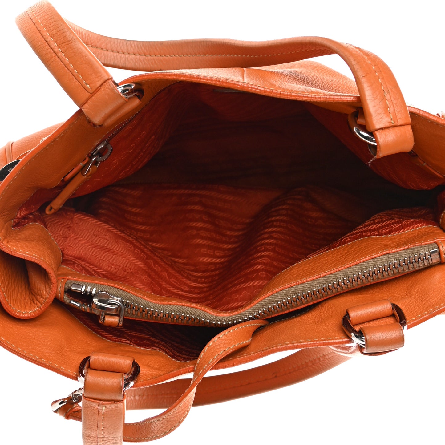 Vitello Daino Side Pocket Tote Papaya