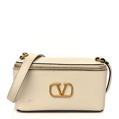 Valentino Garavani Grainy Calfskin Vlogo Vanity Case White 1 of 6