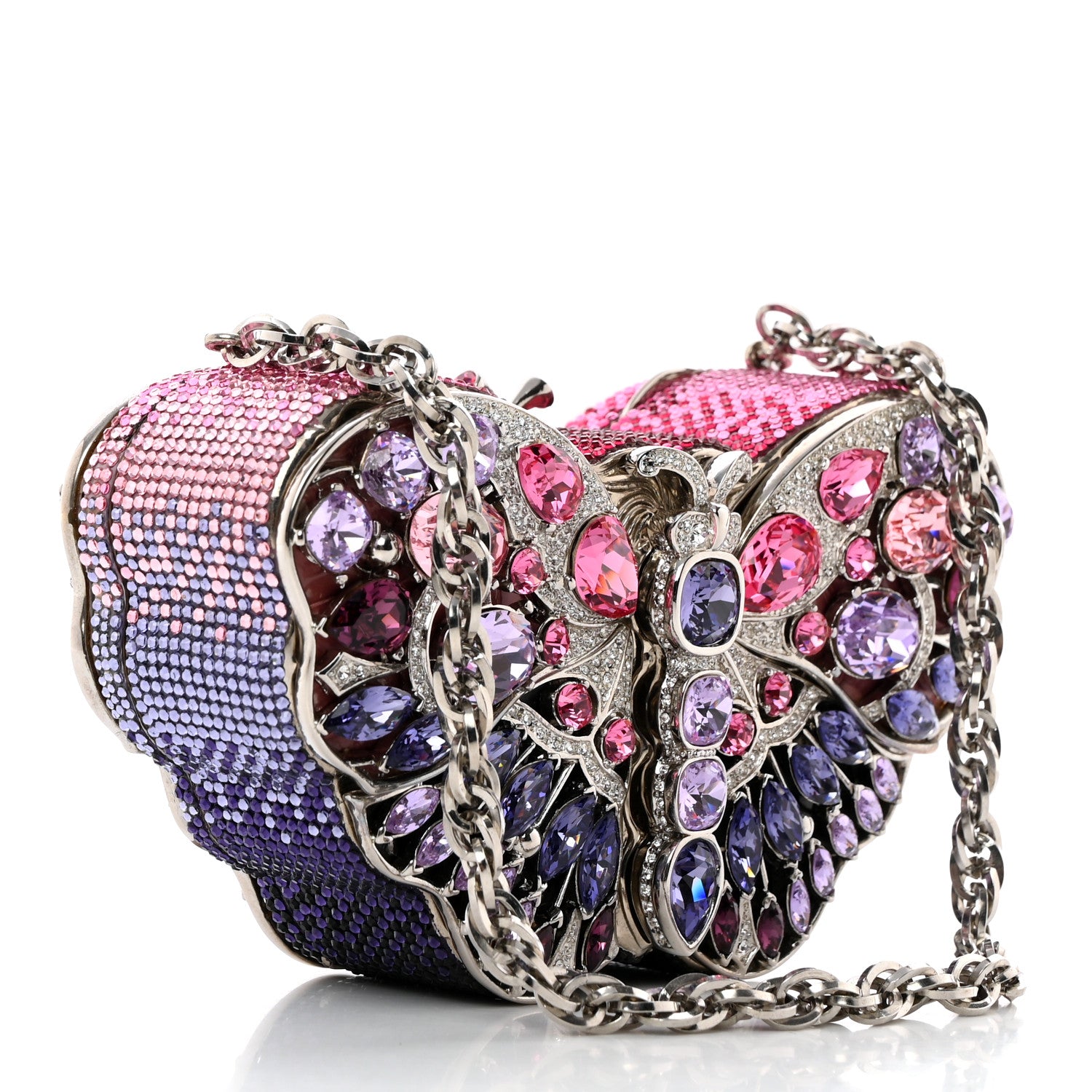 Judith Leiber Crystal Butterfly Celestrina Minaudiere Clutch Plum 2 of 13