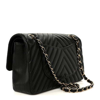 Chanel Lambskin Chevron Quilted Medium Double Flap Black 3 of 11