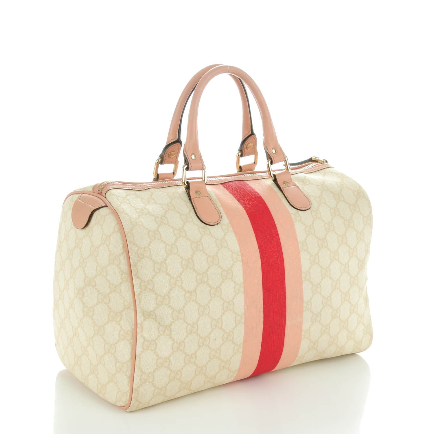 Gucci GG Plus Monogram Web Stripe Medium Joy Boston Pink 3 of 7