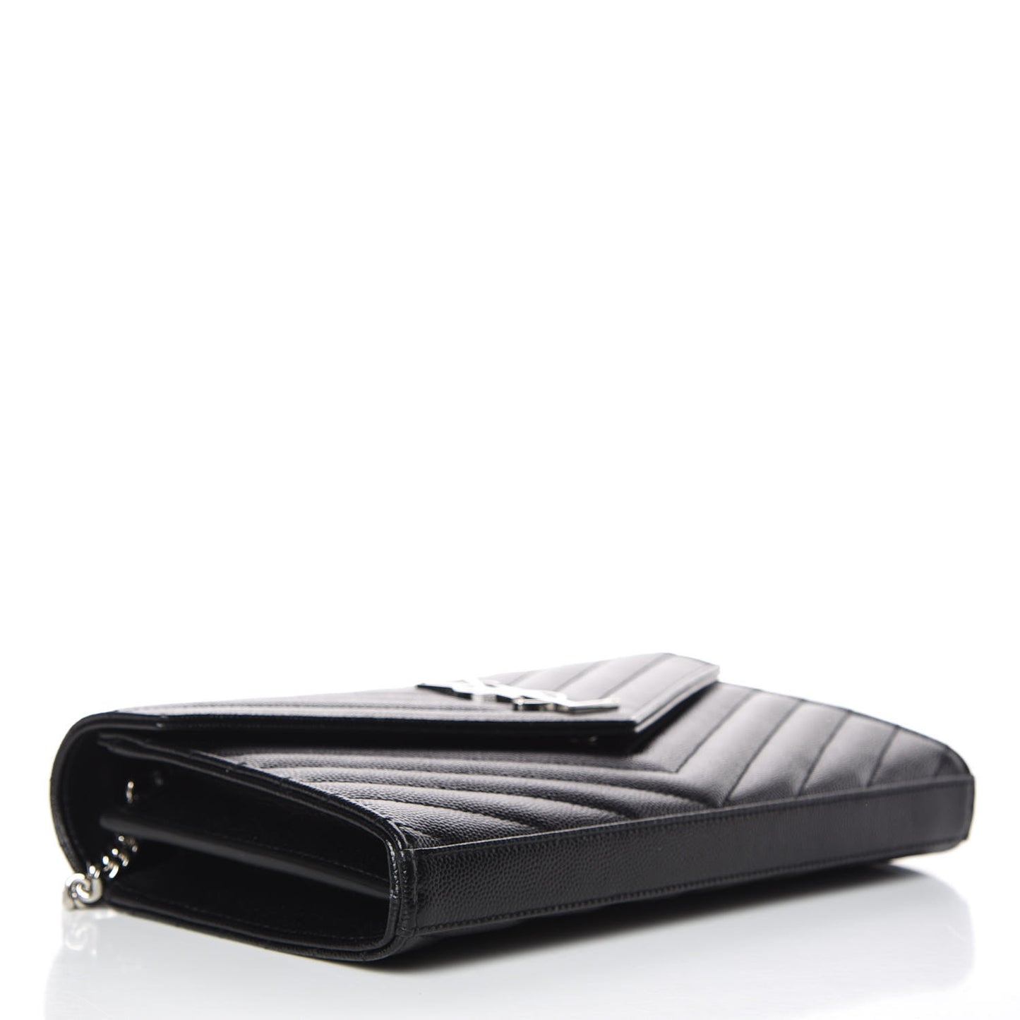 Grain De Poudre Matelasse Chevron Monogram Chain Wallet Black
