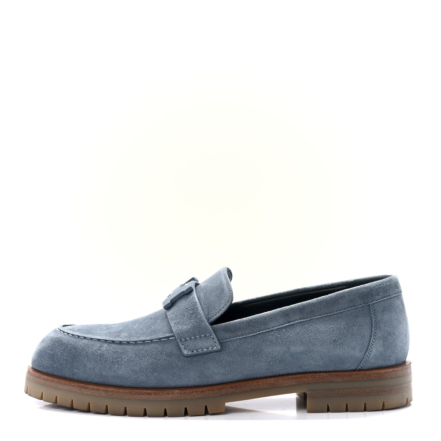 Suede Goatskin Womens Faubourg Loafers 37 Bleu Pinede