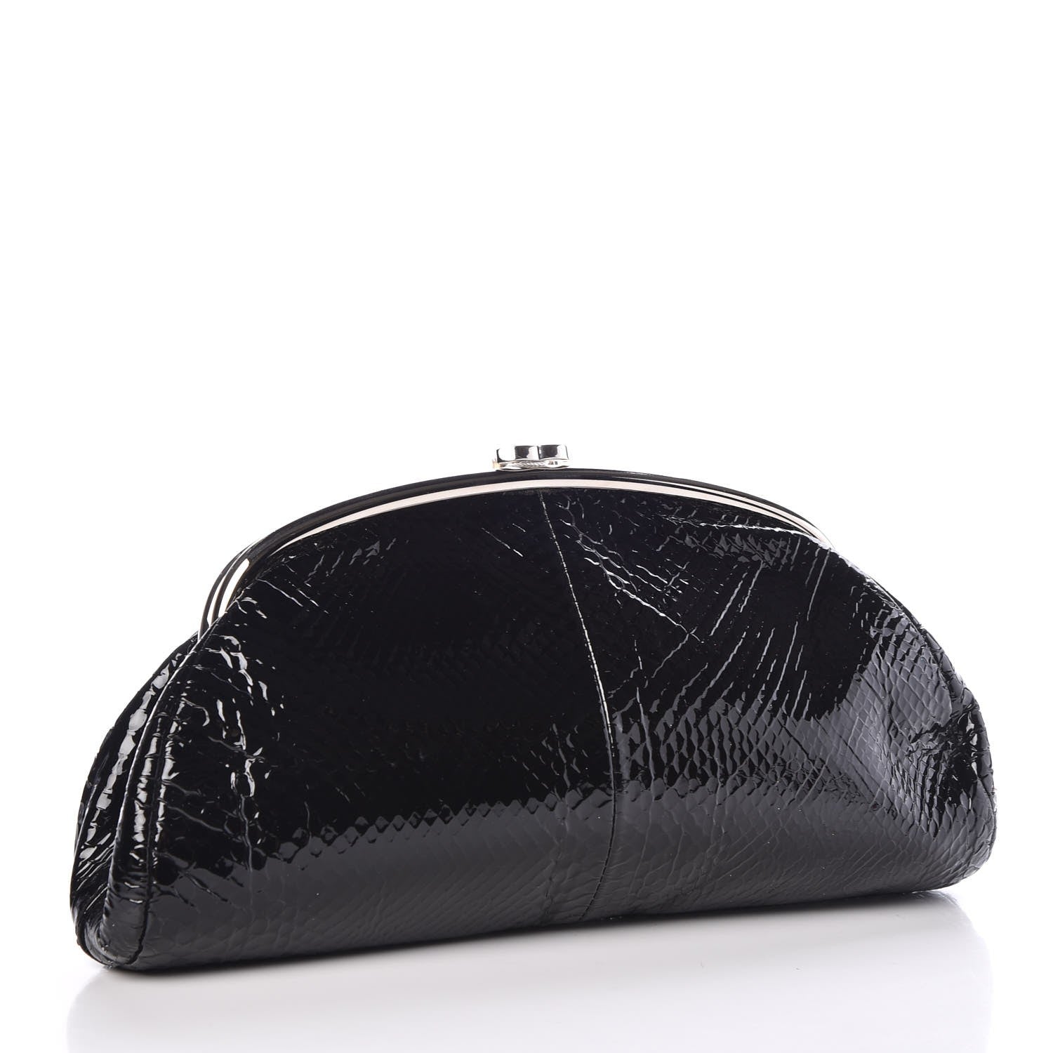 Chanel Glazed Python Timeless Clutch Black 3 of 7