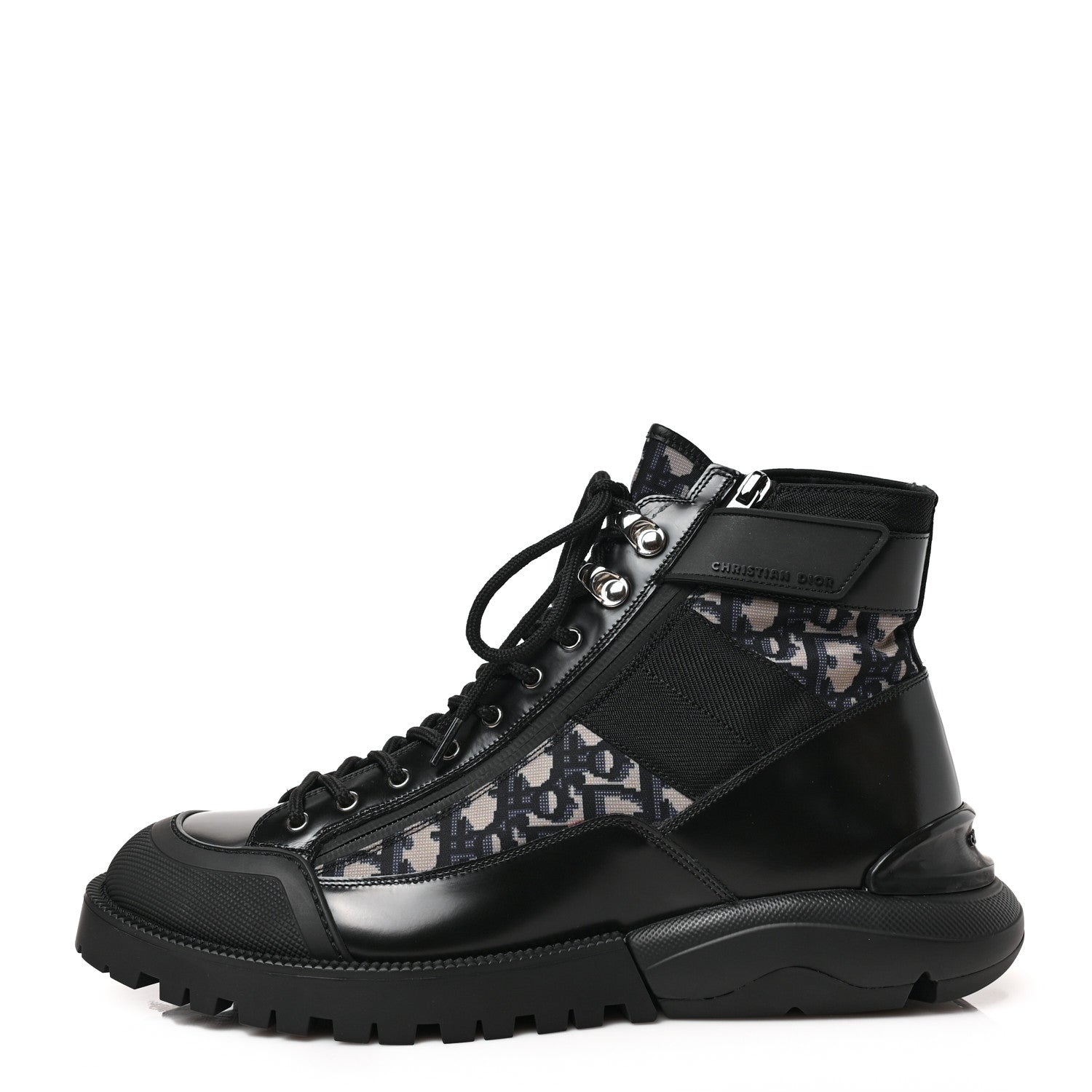 Christian Dior Oblique Polished Calfskin Mens Combat Ankle Boots 41 Beige Black 1 of 8