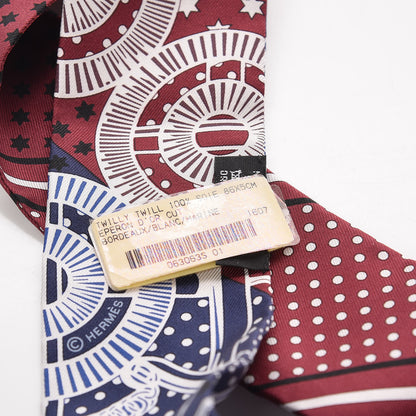 Hermes Silk Eperon d'Or Cut Twilly Bordeaux Blanc Marine 3 of 5