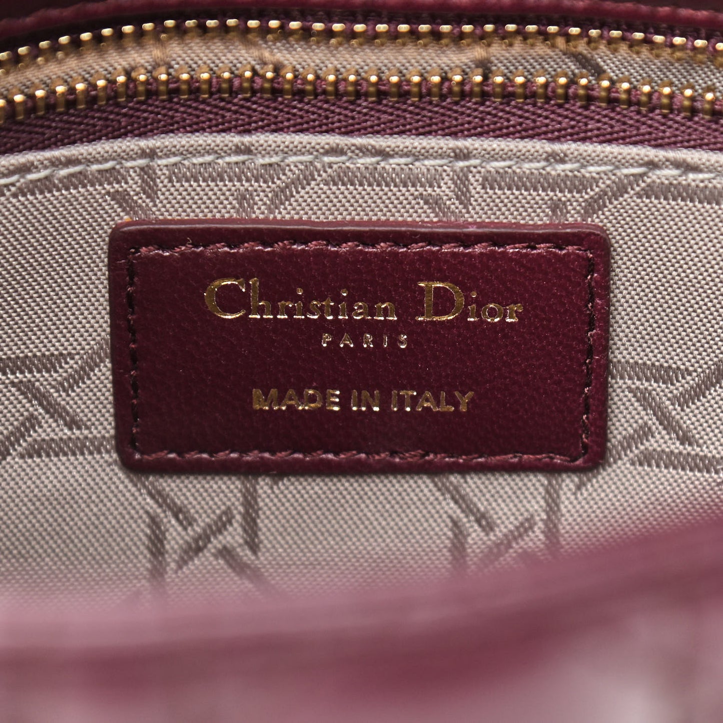 Lambskin Cannage Small Lucky Badges My Lady Dior Burgundy
