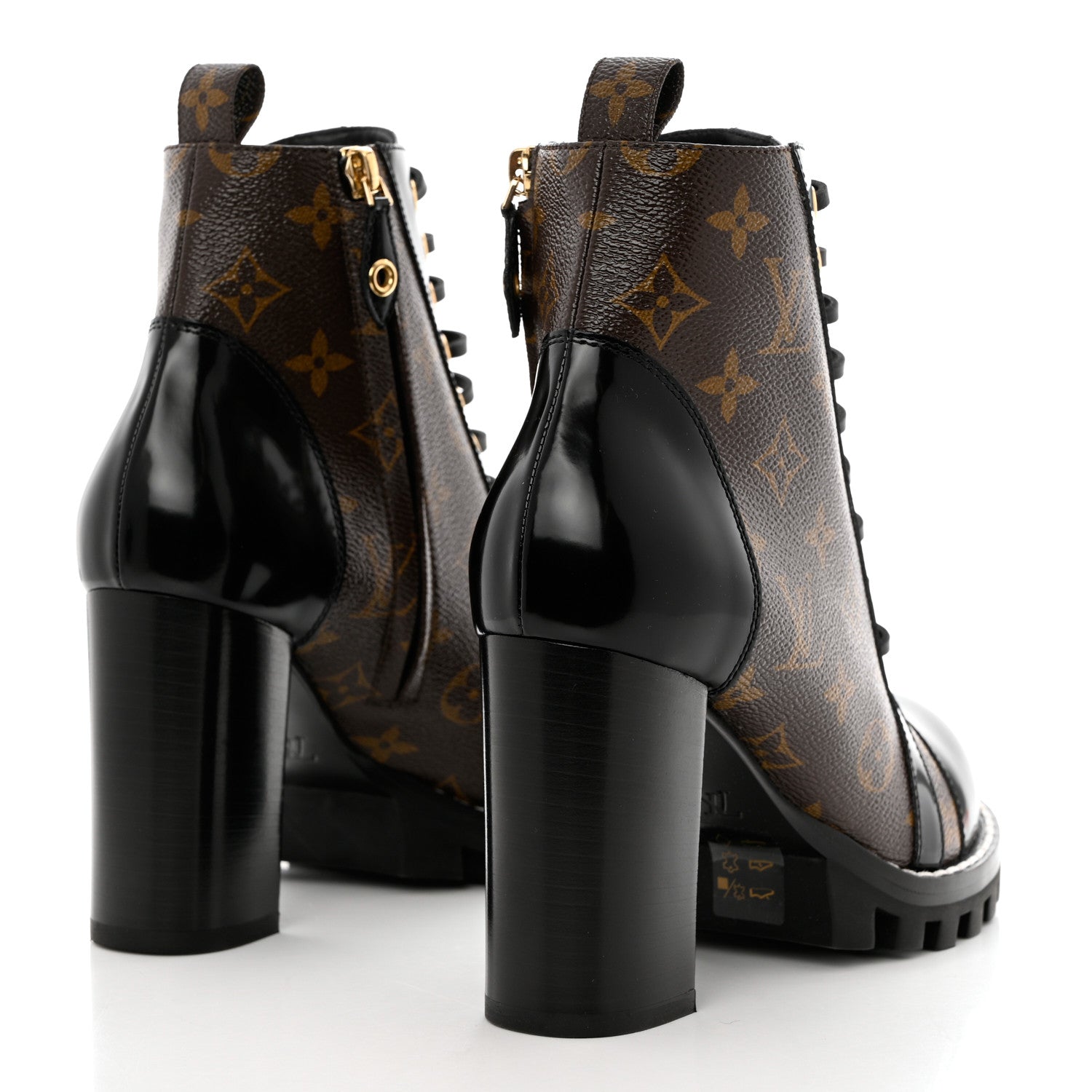 Louis Vuitton Patent Calfskin Monogram Star Trail Ankle Boots 38 Black 4 of 9