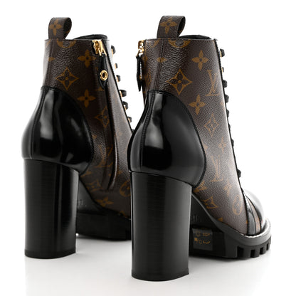 Louis Vuitton Patent Calfskin Monogram Star Trail Ankle Boots 38 Black 4 of 9