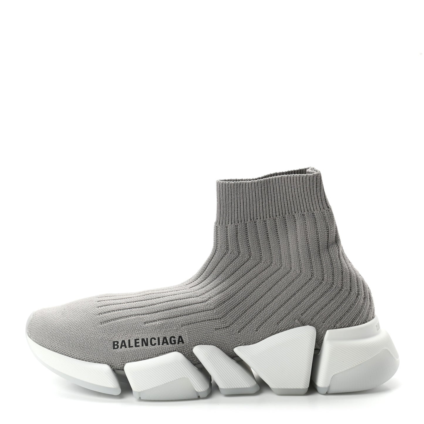 Ribbed Knit Womens Speed 2.0 Transparent Sole Sneakers 37 Baltic Grey White