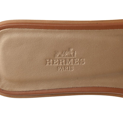 Hermes Box Calfskin Oran Sandals 37.5 Gold 7 of 9