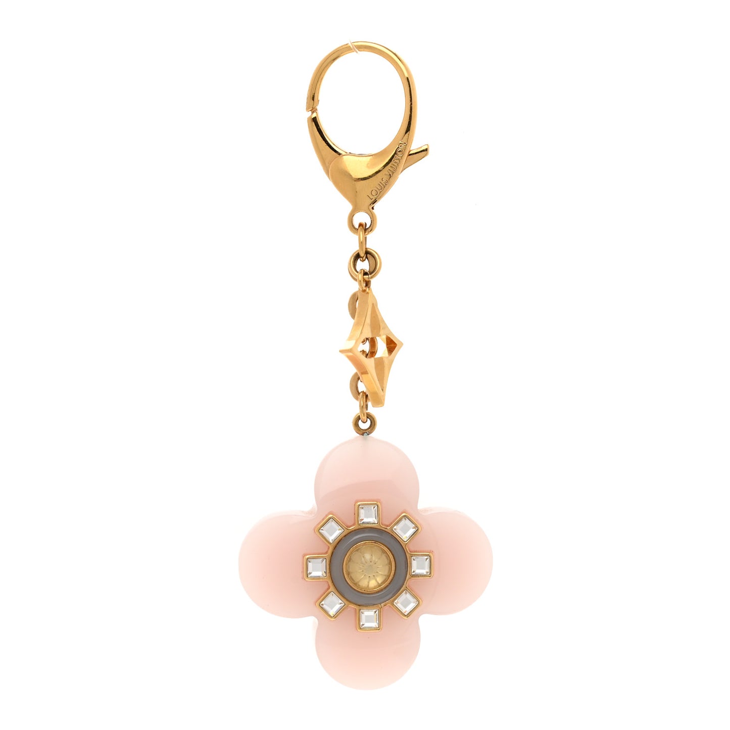Monogram Flower Bag Charm Key Holder Dore