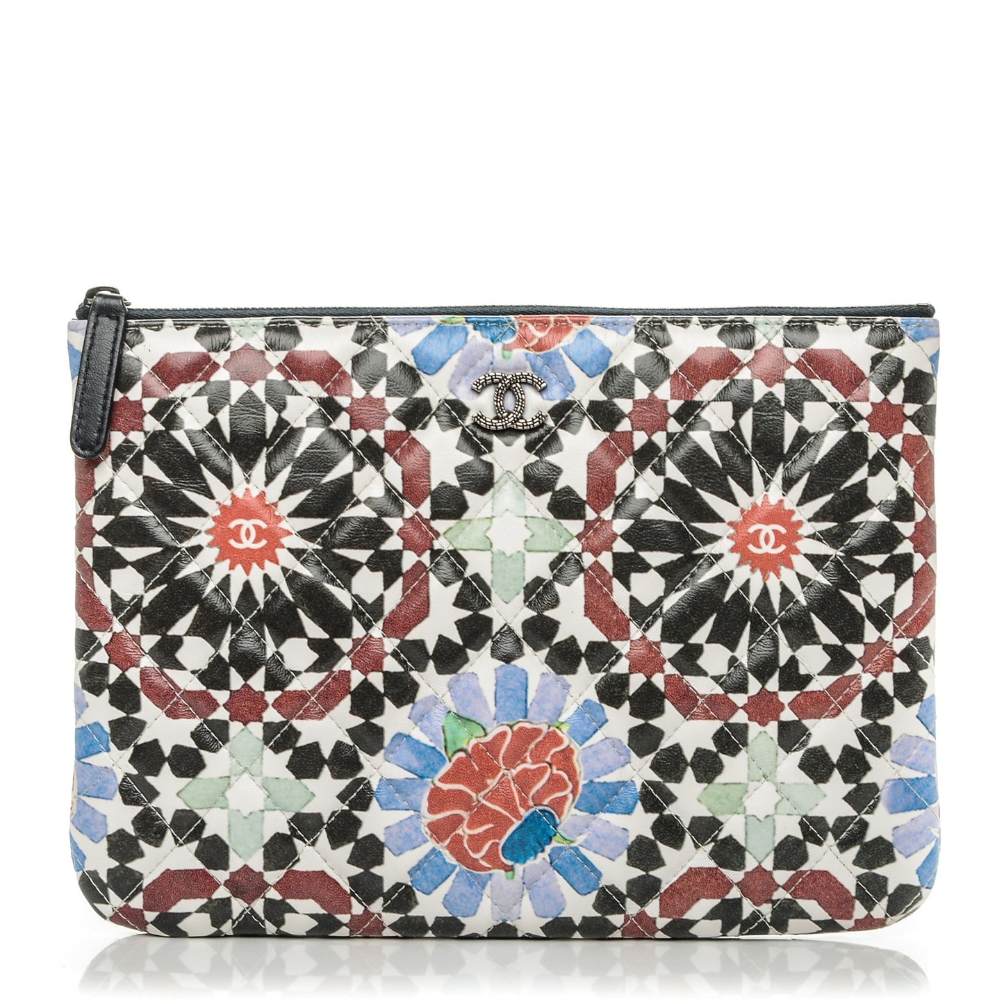 Glazed Lambskin Quilted Medium Paris Dubai Cosmetic Case Multicolor