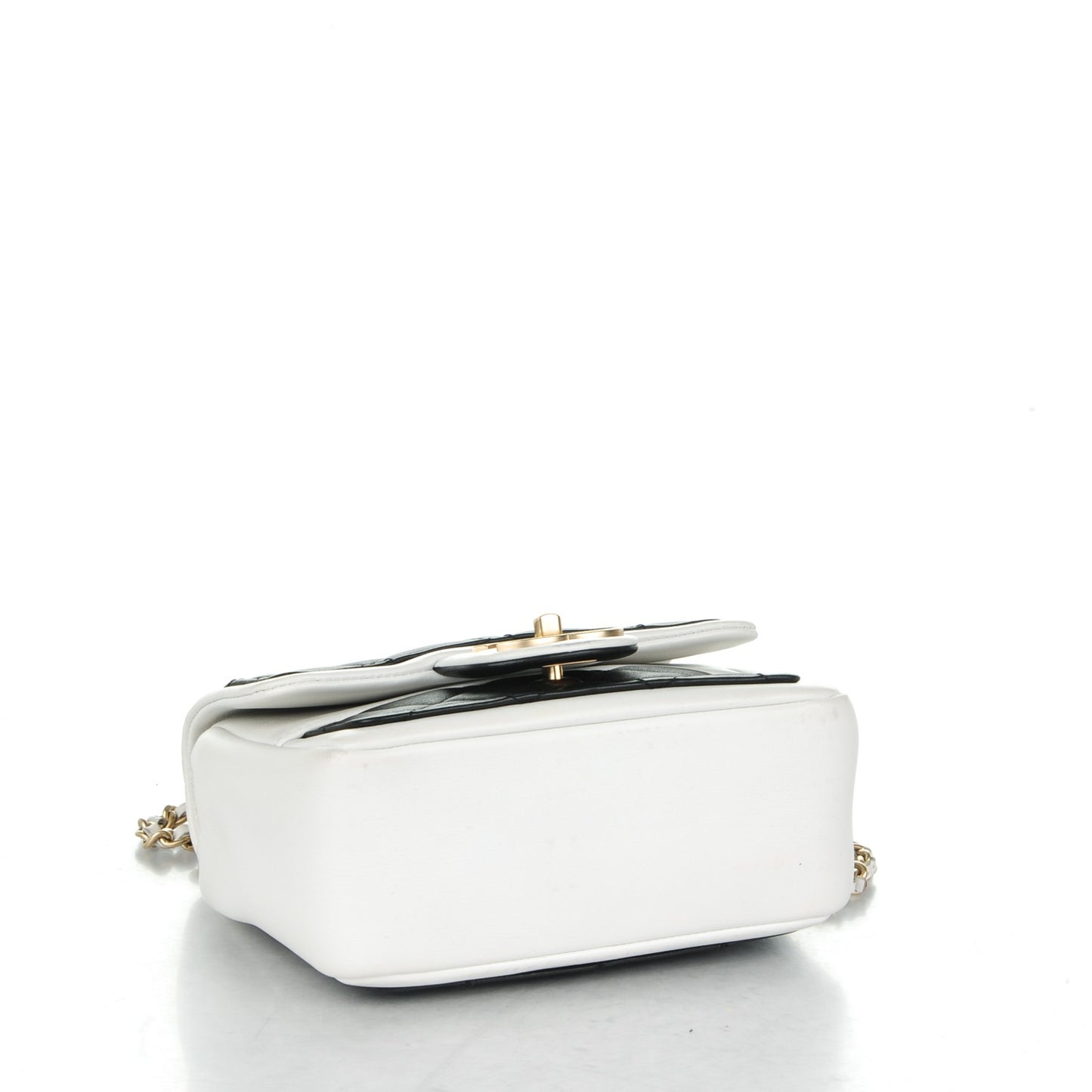 Calfskin Quilted Graphic Mini Flap Bag Black White