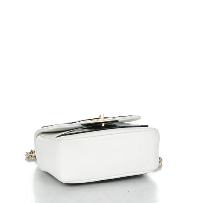 Chanel Calfskin Quilted Graphic Mini Flap Bag Black White 4 of 11