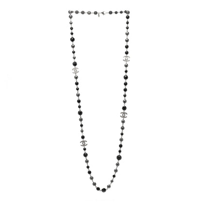 Chanel Ruthenium Pearl Beaded CC Long Necklace Black 3 of 5