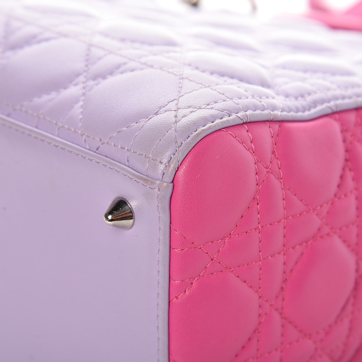 Christian Dior Lambskin Cannage Medium Bi-Color Lady Dior Pink Purple 11 of 17