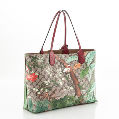 Gucci GG Supreme Monogram Tian Medium Shopping Tote Beige Multicolor Red 3 of 7