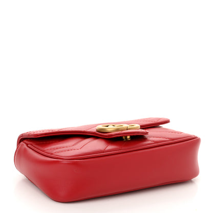 Gucci Calfskin Matelasse Super Mini GG Marmont Shoulder Bag Hibiscus Red 4 of 10