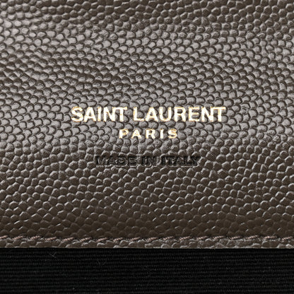 Saint Laurent Grain De Poudre Matelasse Chevron Monogram Envelope Clutch Earth 6 of 9
