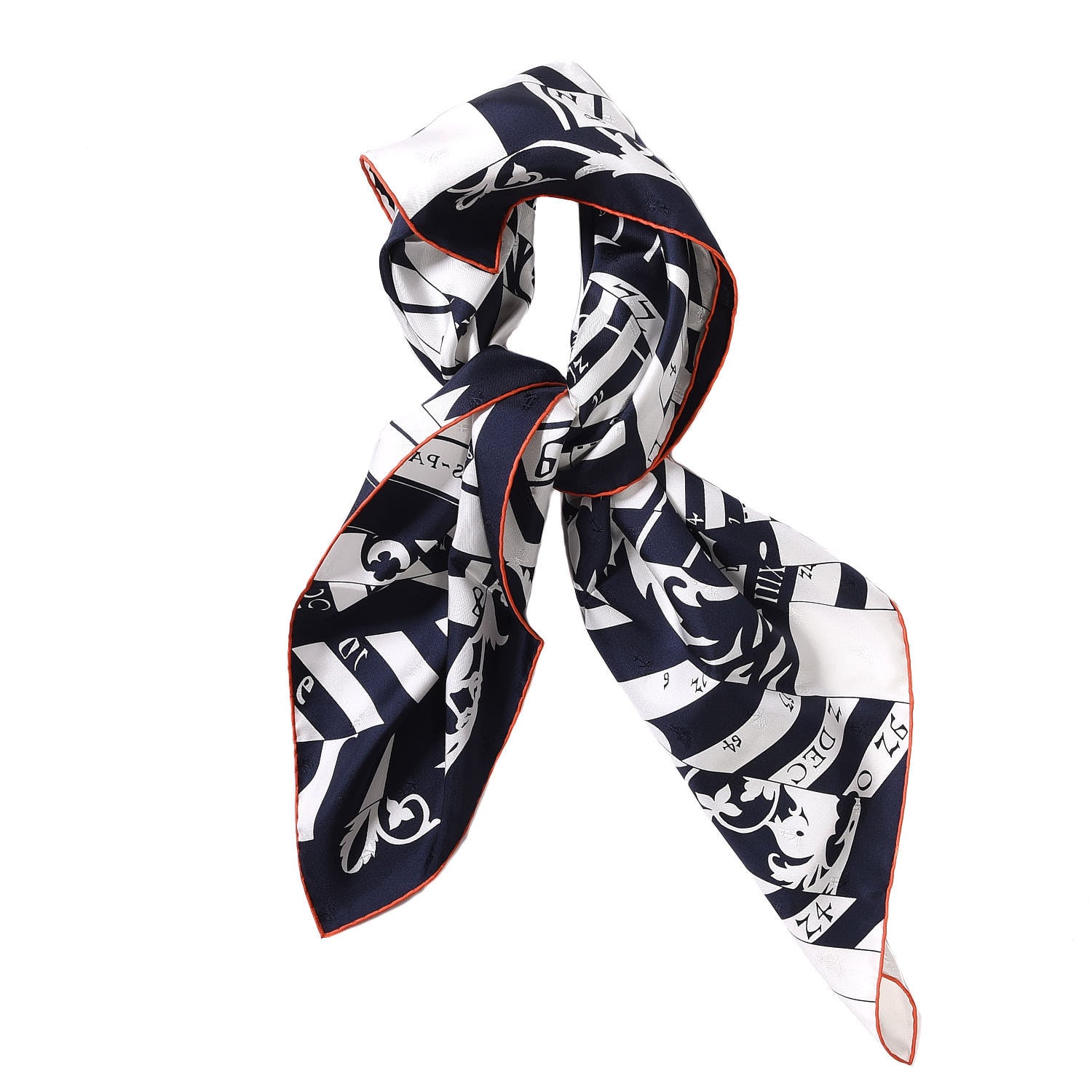 Hermes Silk Carre Astrologie Nouvelle Tattoo Scarf 90 Marine White 3 of 6
