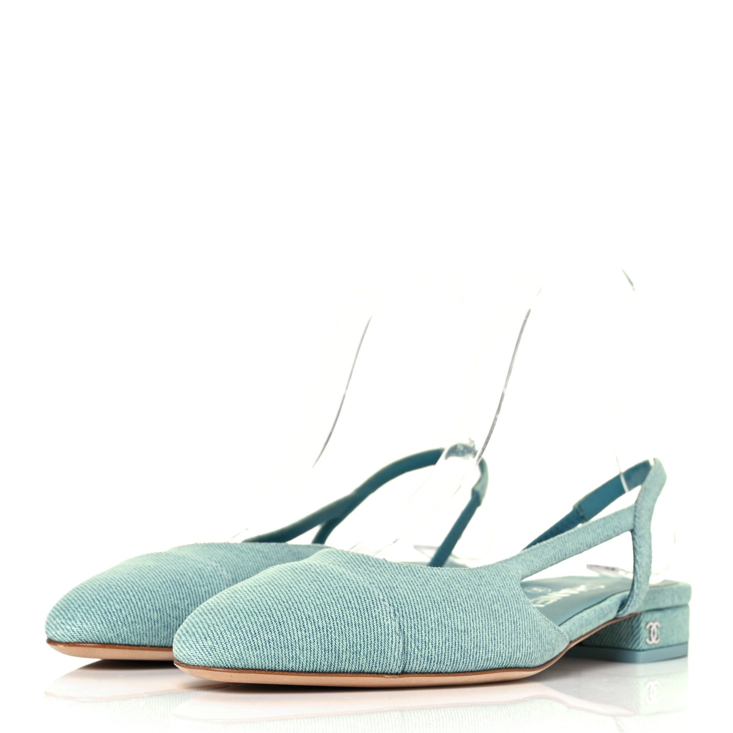 Denim Cap Toe CC Slingback Flats 36 Blue