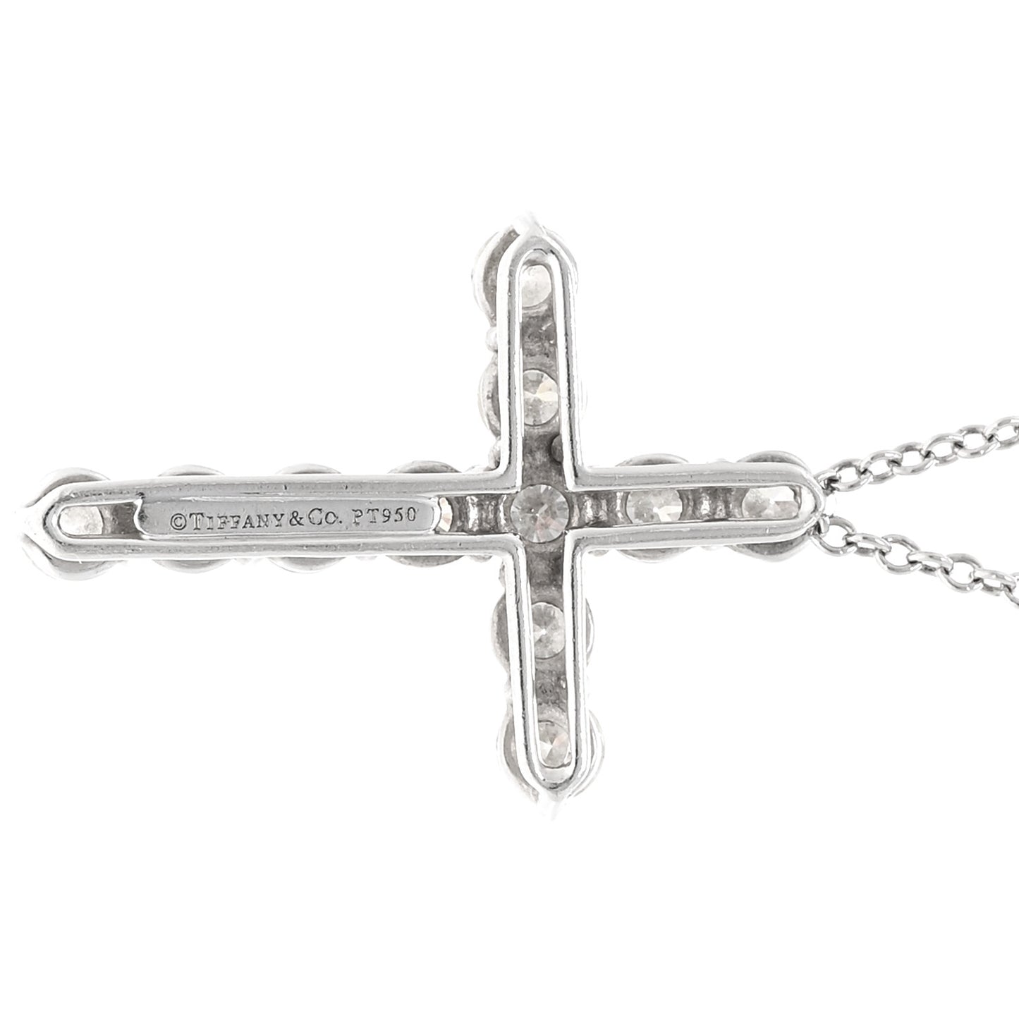 Platinum Diamond Medium Cross Pendant Necklace