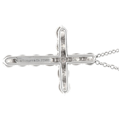Tiffany Platinum Diamond Medium Cross Pendant Necklace 4 of 5