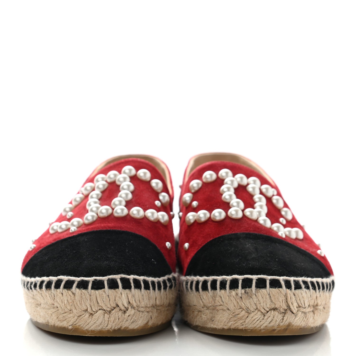 Chanel Suede Pearl CC Espadrilles 37 Red 2 of 10