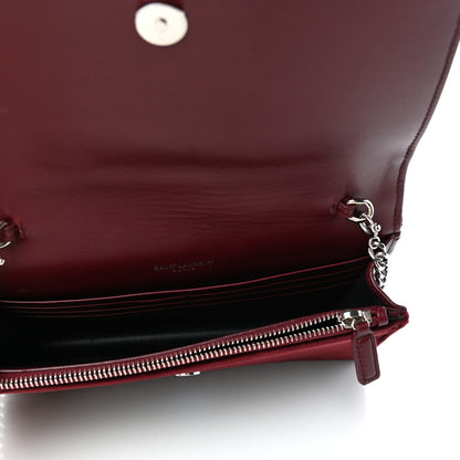 Saint Laurent Velvet Crystal Monogram Kate Tassel Shoulder Bag Burgundy 5 of 9