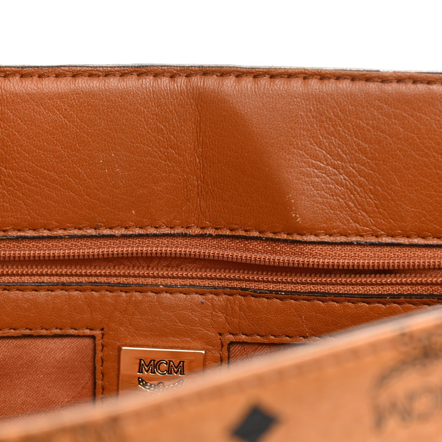 MCM Visetos Top Handle Satchel Cognac 10 of 11